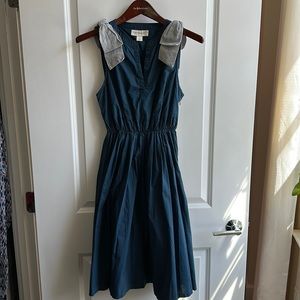 Navy Anthropologie Dress with shoulder bows  size 8